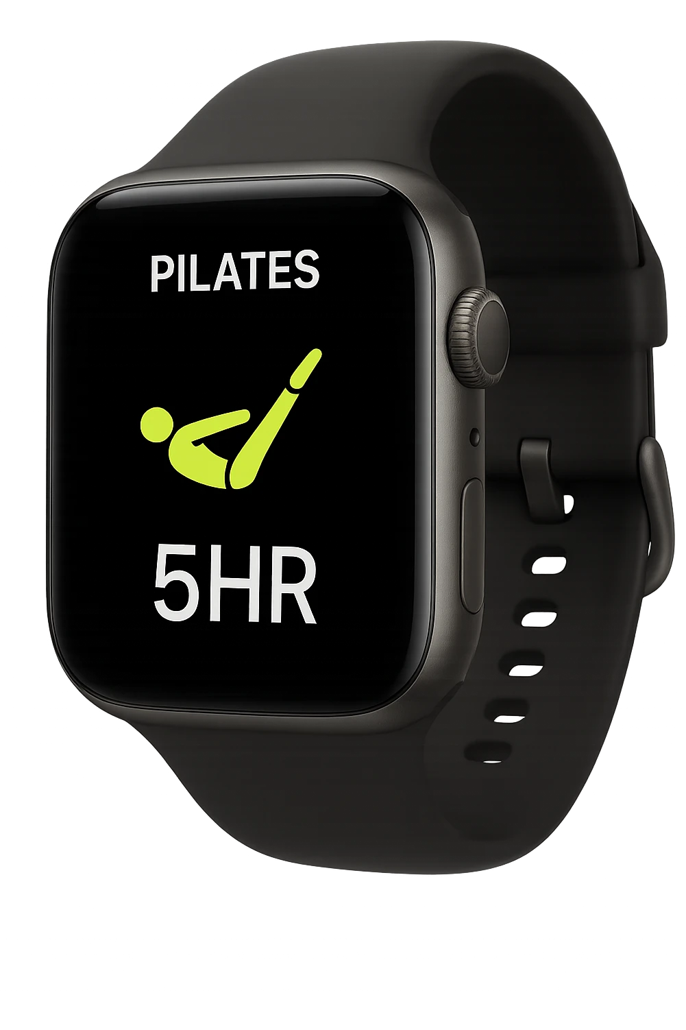 smartwatch con modalità attiva di pilates che segna 5 ore di pilates, REALISTICA 4K emoji
