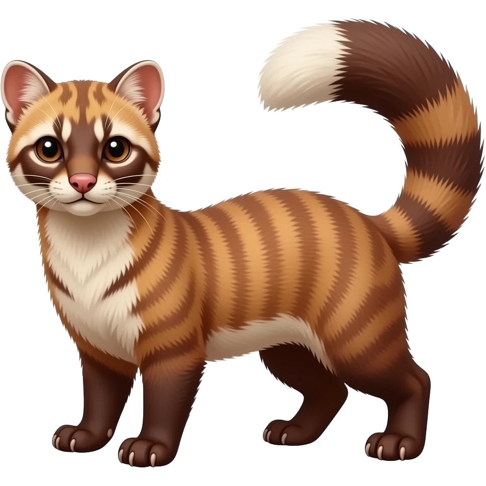 Red ginger genet-Fossa-civet-Feli-mustelid-creature-hybrid, full body emoji