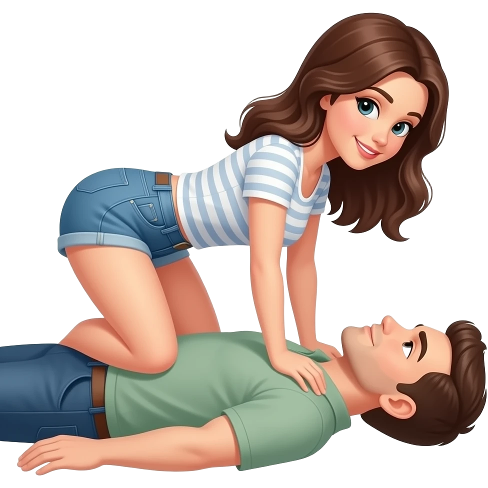 Women straddles man as he is on his back emoji