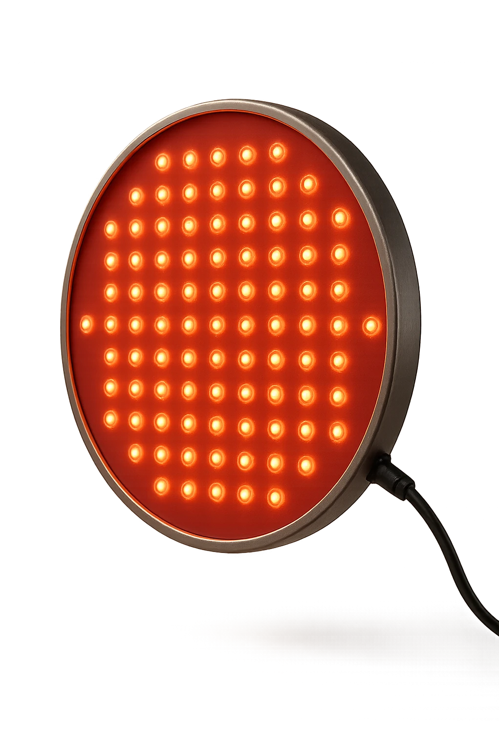 luce rossa led rotonda fluttua in aria, iperrealistica 4k emoji