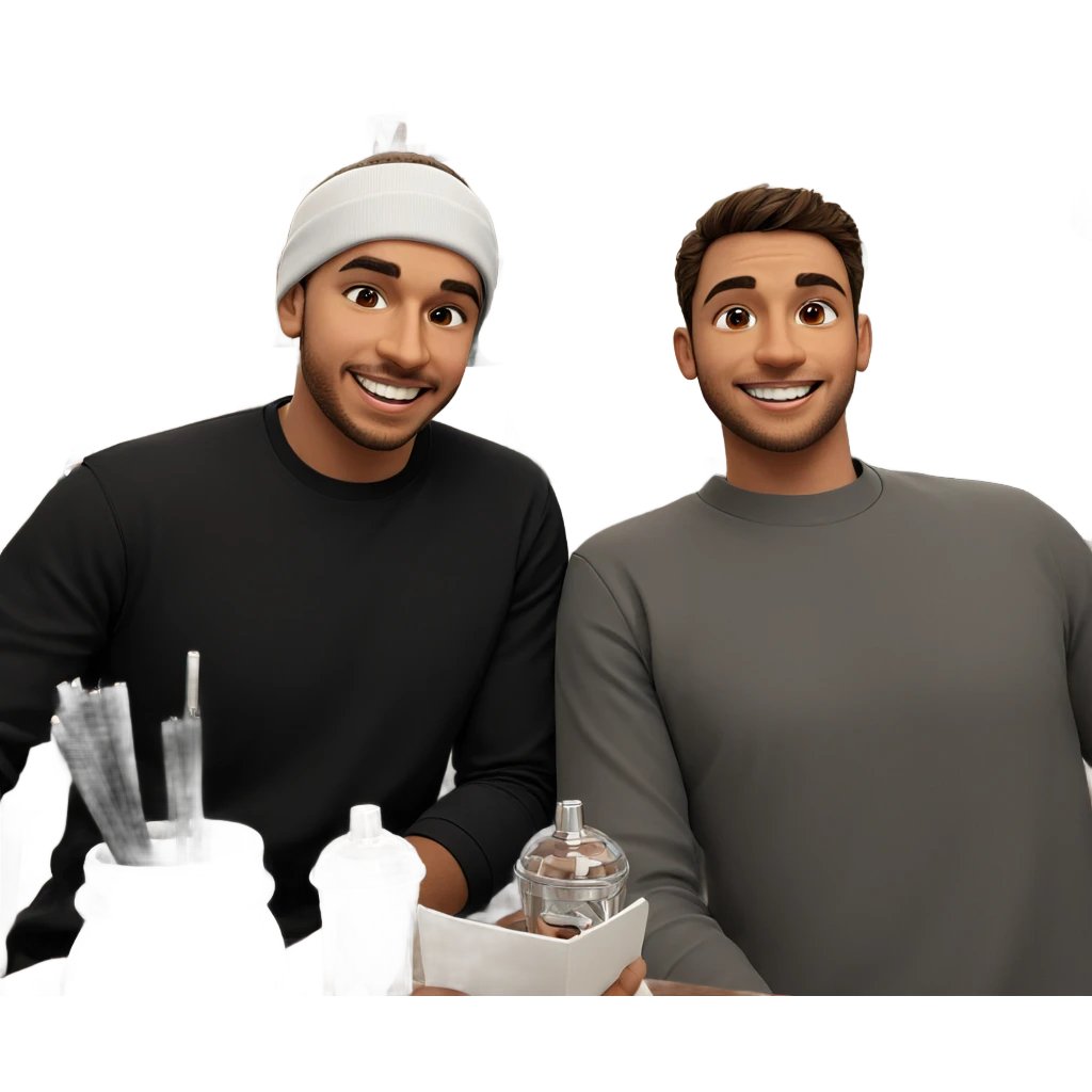 boys smiling indoors together emoji