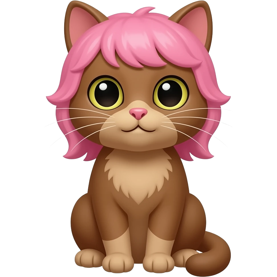 brown cat with pink hairs sitting pose front view emoji