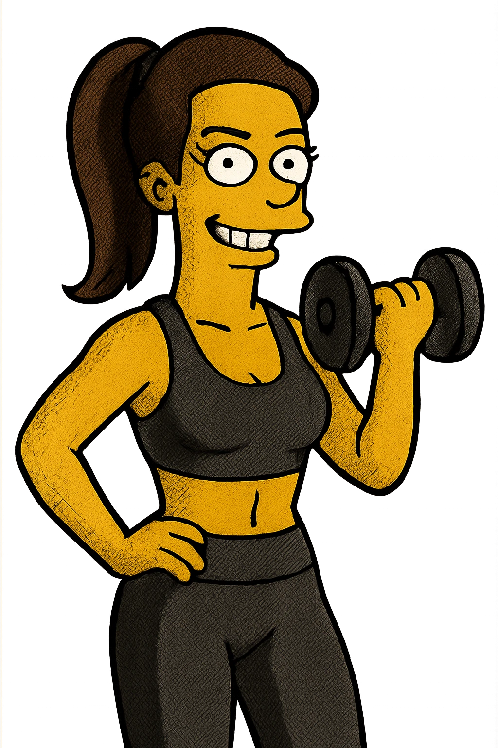 female fitness trainer, Simpsons cartoon style emoji