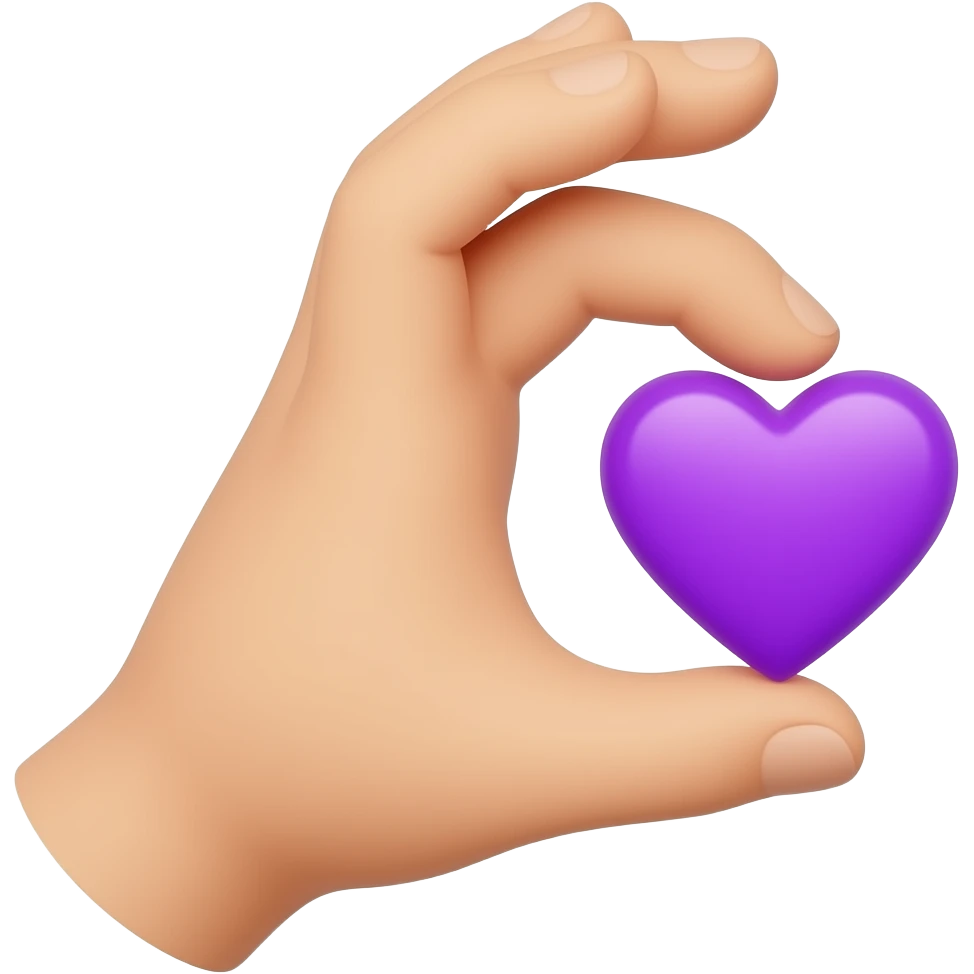 Hand making Korean heart and a Purple Heart coming out without Korean flag emoji
