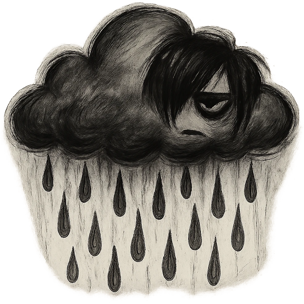 emo cloud with rain emoji