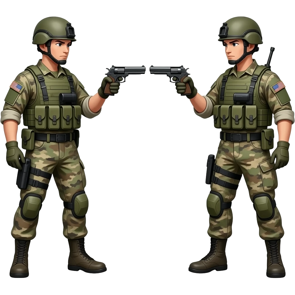 modern soldiers dueling with pistols emoji