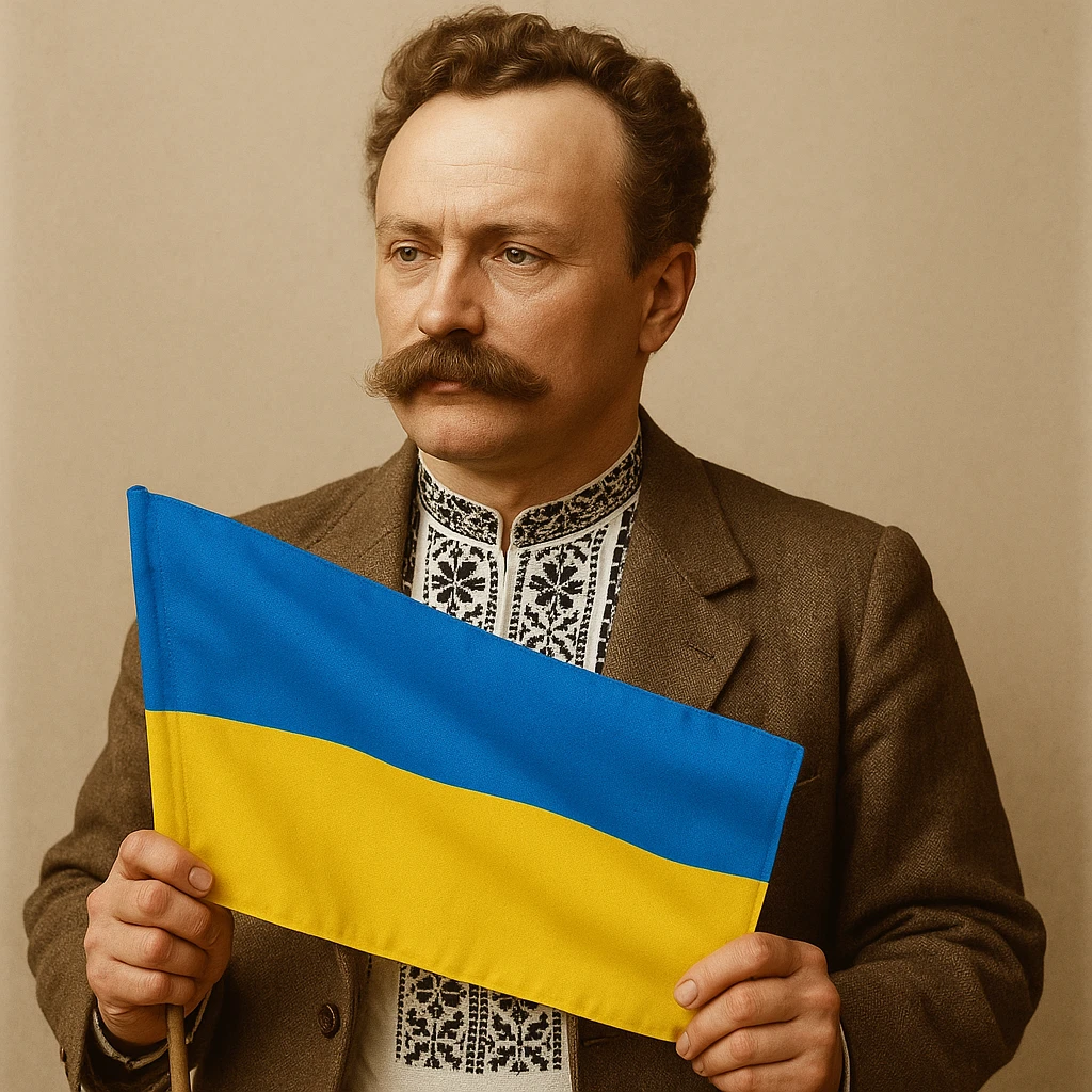 a man holds the Ukrainian flag in his hands emoji