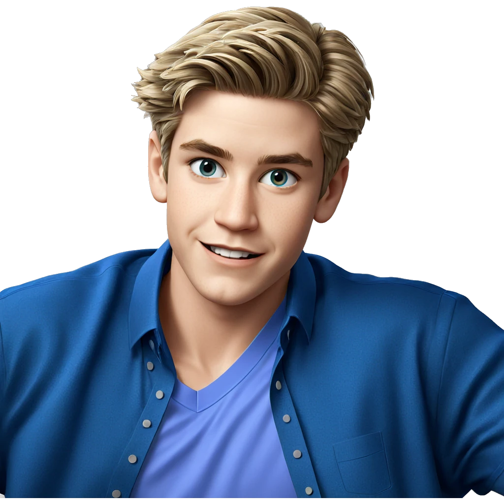 smiling boy in blue shirt emoji