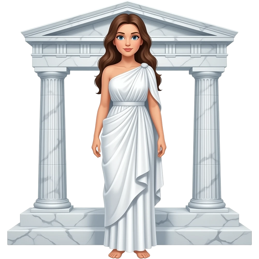 mujer grecia antigua blanca cabello largo café cuerpo completo emoji