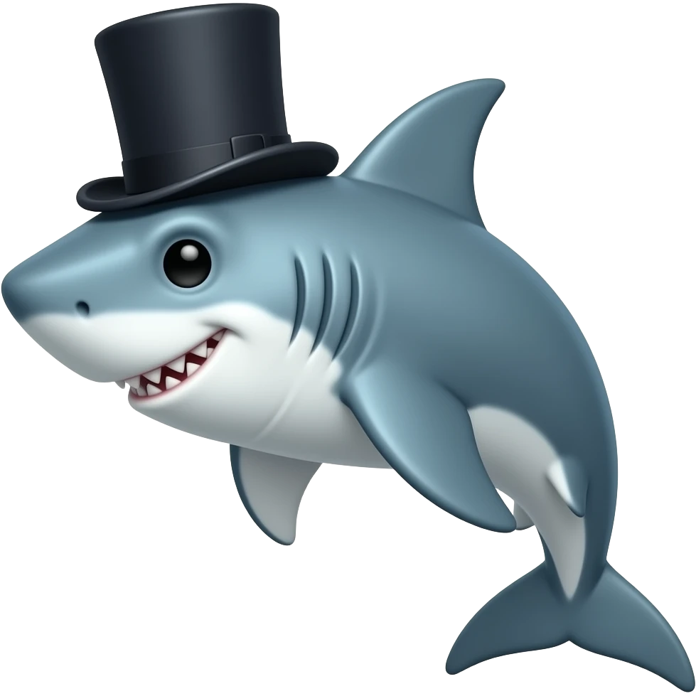 Shark with a top hat emoji