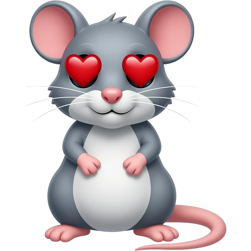 A rat with hearts instead of eyes emoji