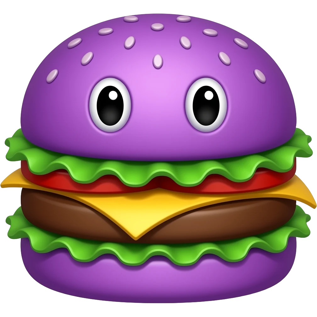 make an emoji of a purple burger with a nerd face emoji