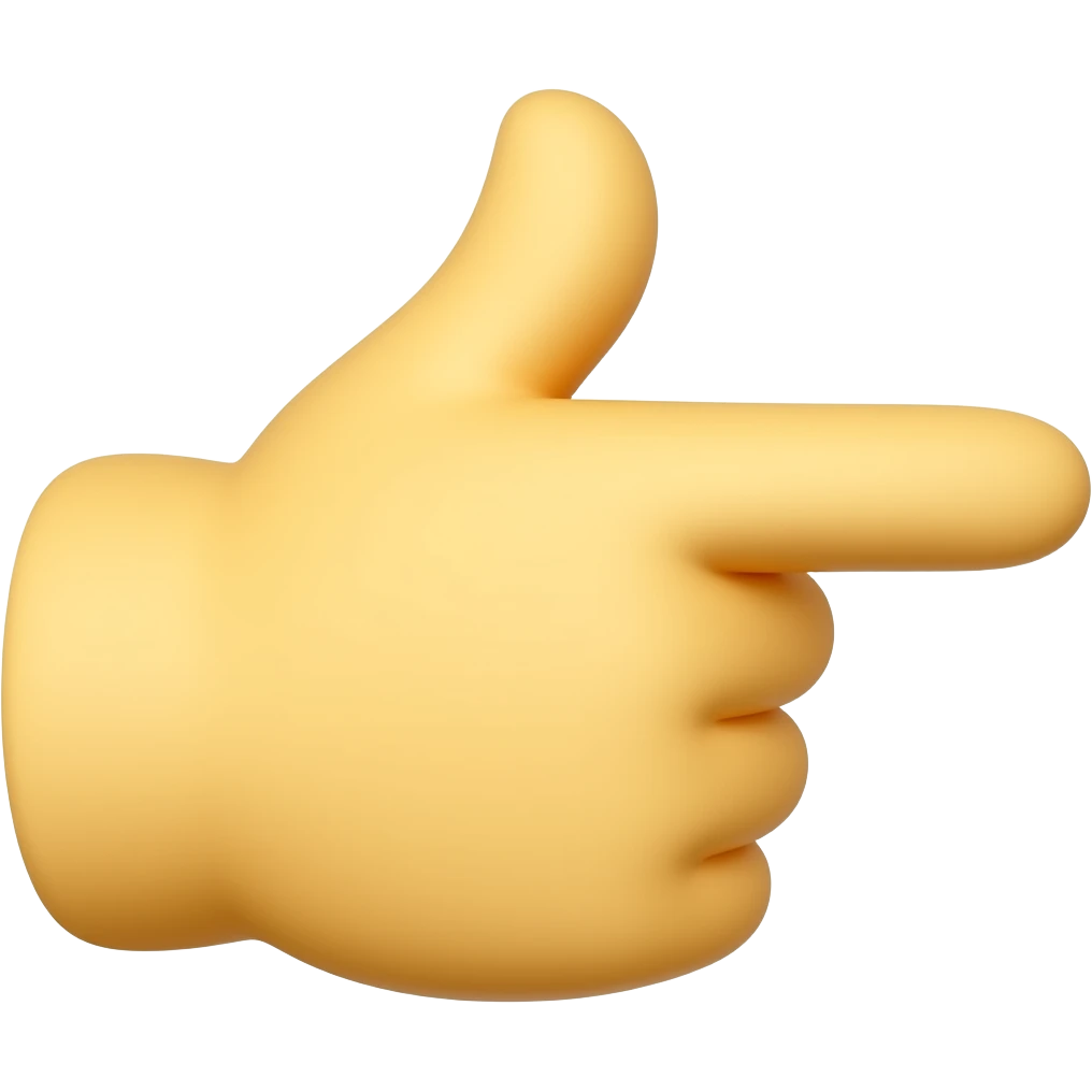 한 손으로 무언가를 가리키는 노란색 손 입체 효과 없는 아이콘 emoji