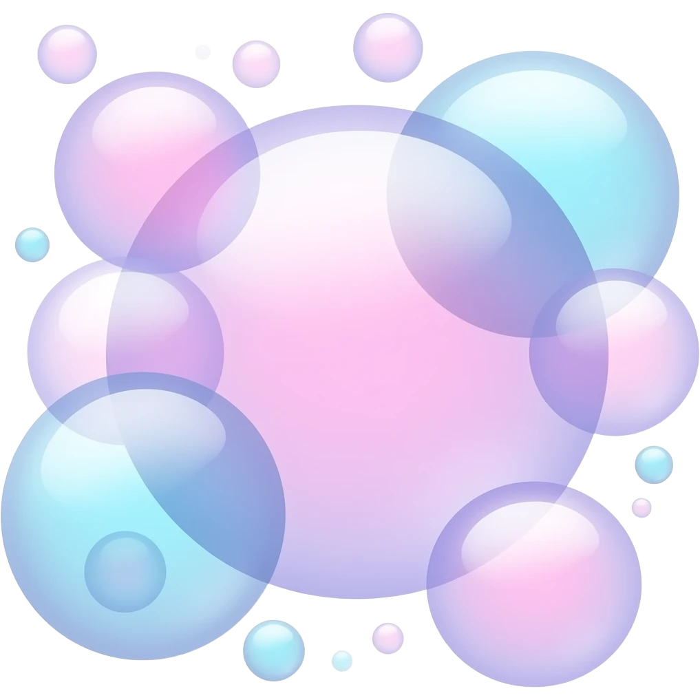 bubble pastel color soft pink, blue and lilac emoji