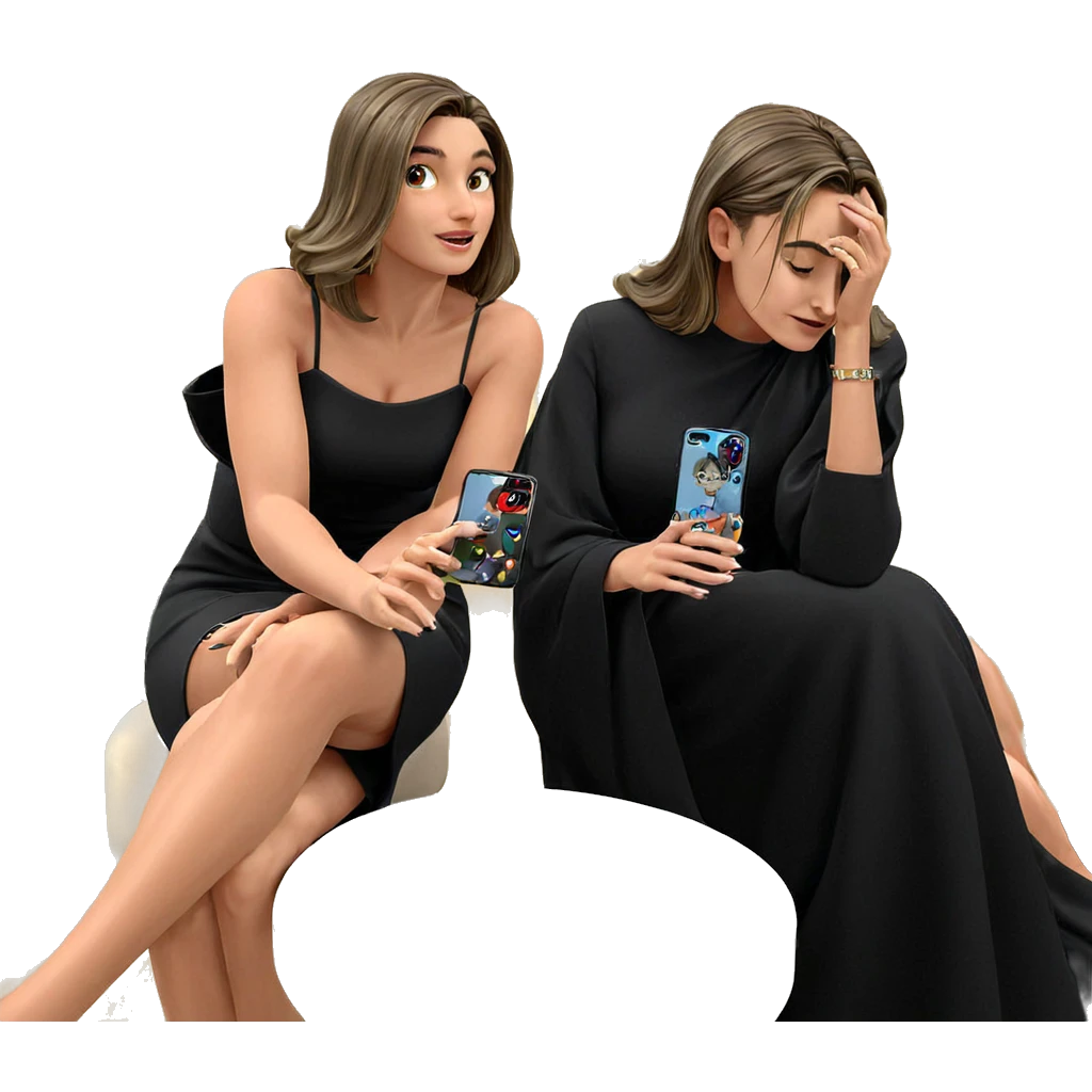 elegant girl in black dress emoji