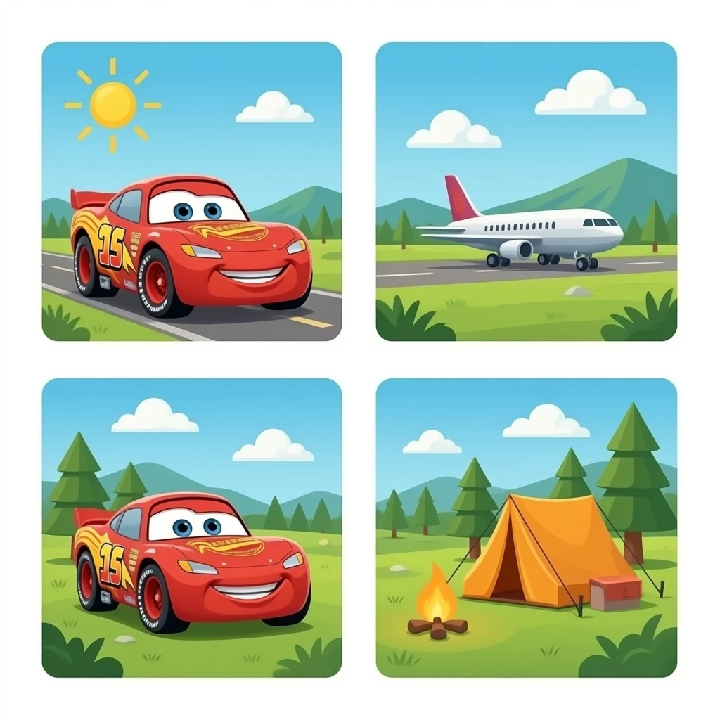 team lightning McQueen camping happy right now, and poor mater he has to go in the airport emoji