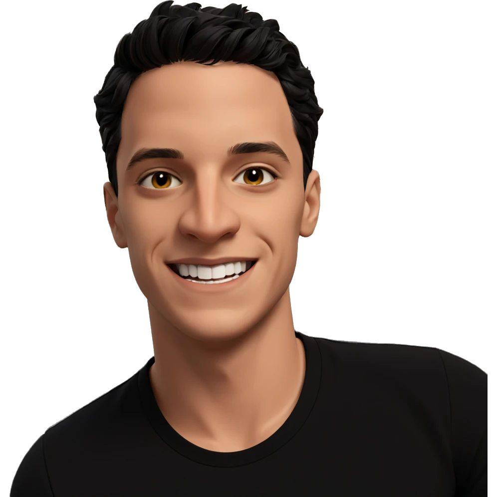 smiling boy in black shirt emoji