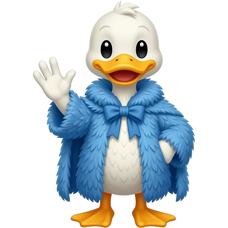 cartoon duck dressed as a noble blue fur waving emoji