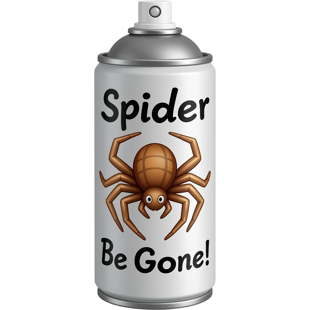 Spray paint can with a Spider image & text Spider Be Gone! emoji
