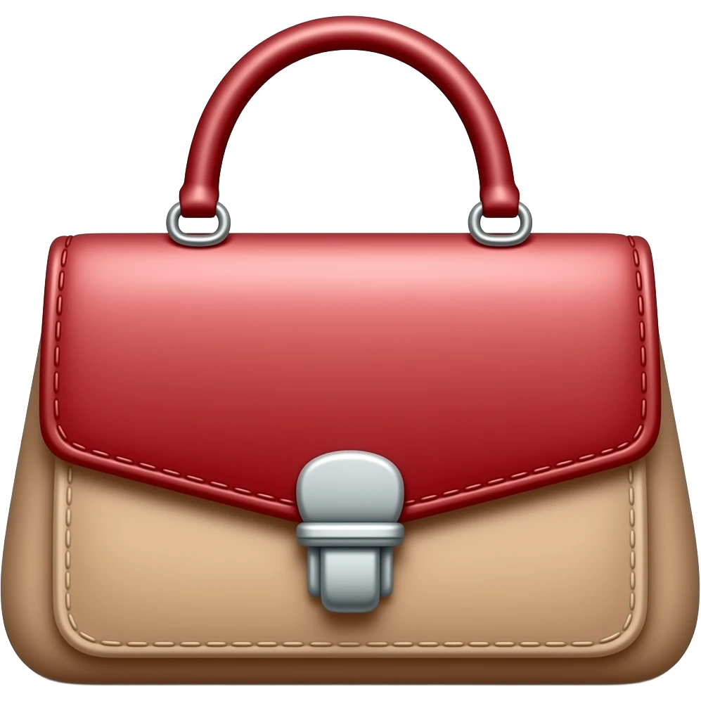 woman red and beige handbag with silver emoji