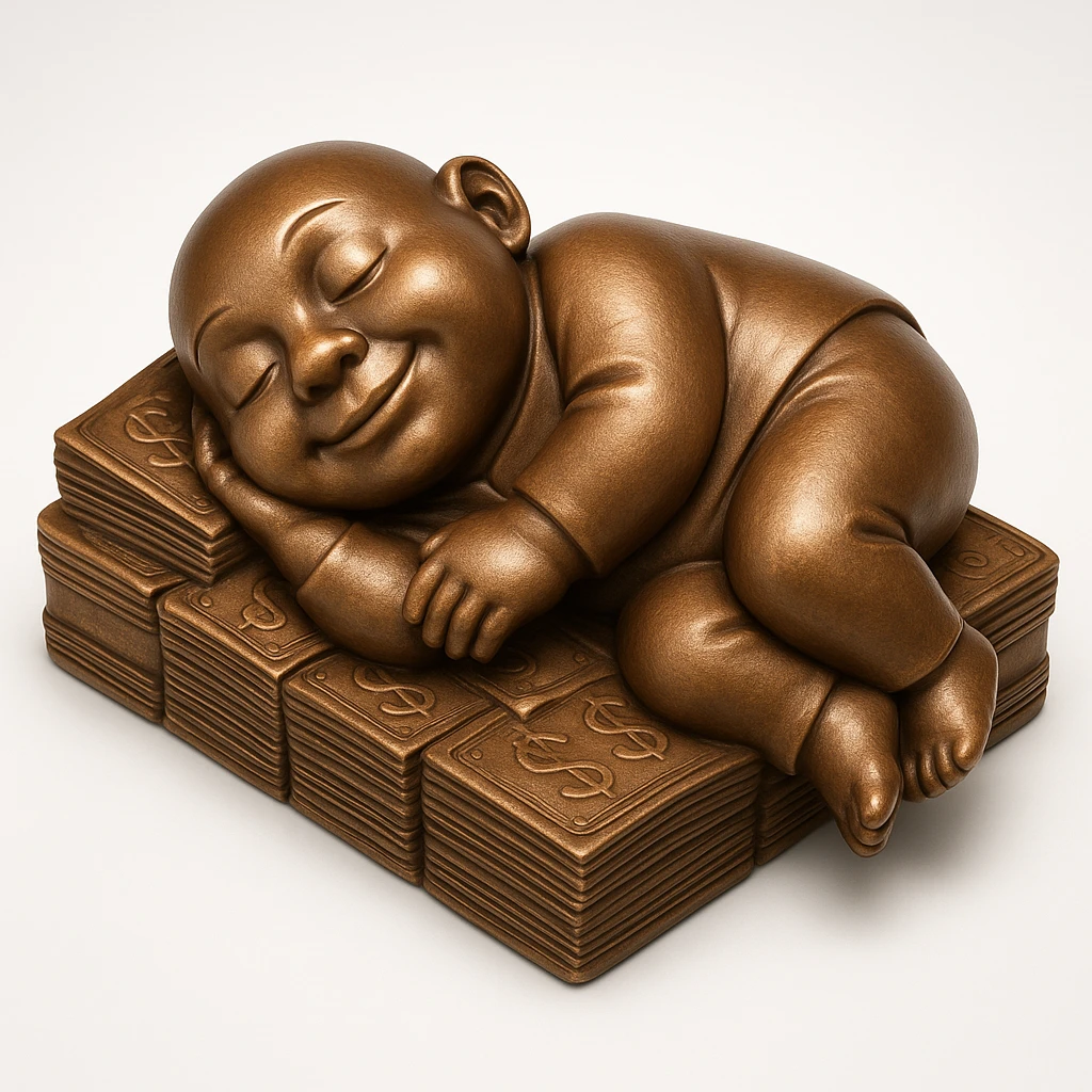 happy person napping on mattress of money emoji