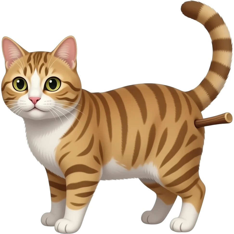 Big stick stuck in cats butt emoji