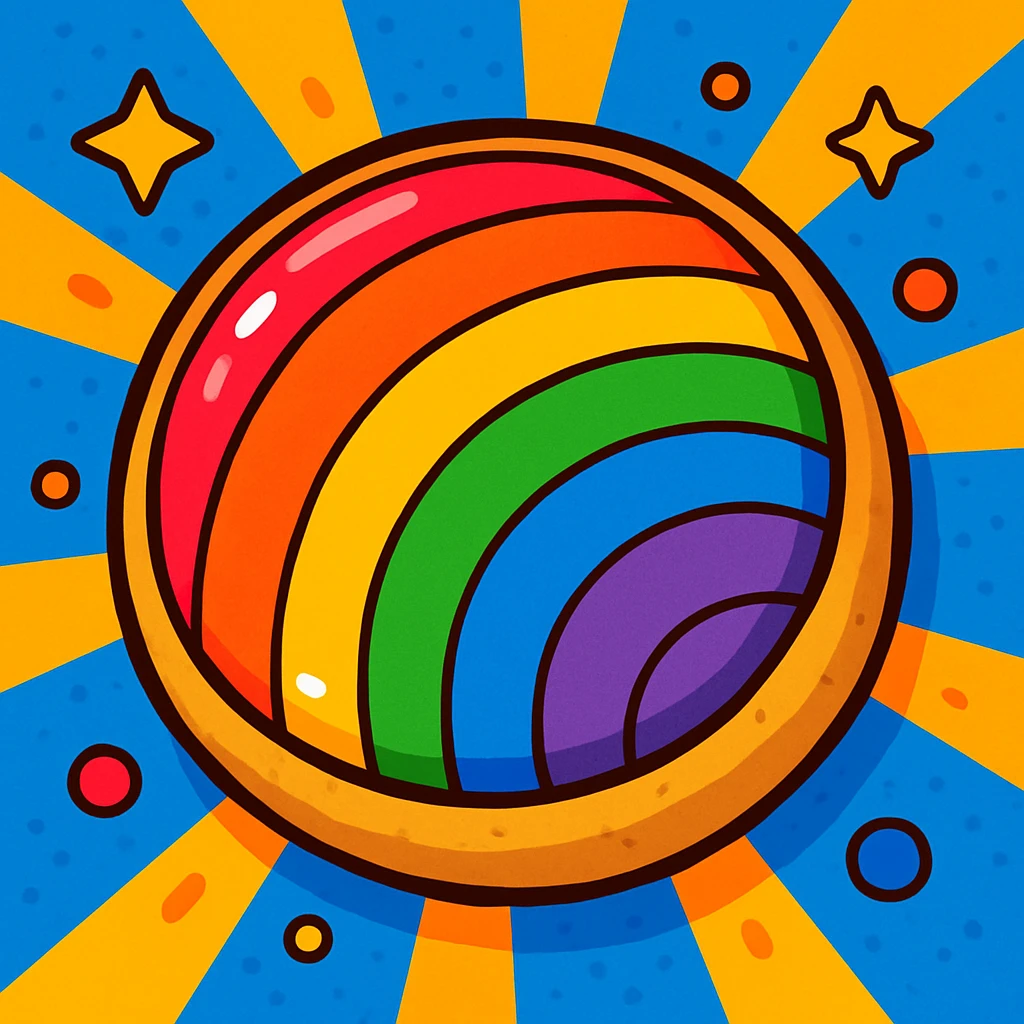 shiny cookie with rainbow icing emoji