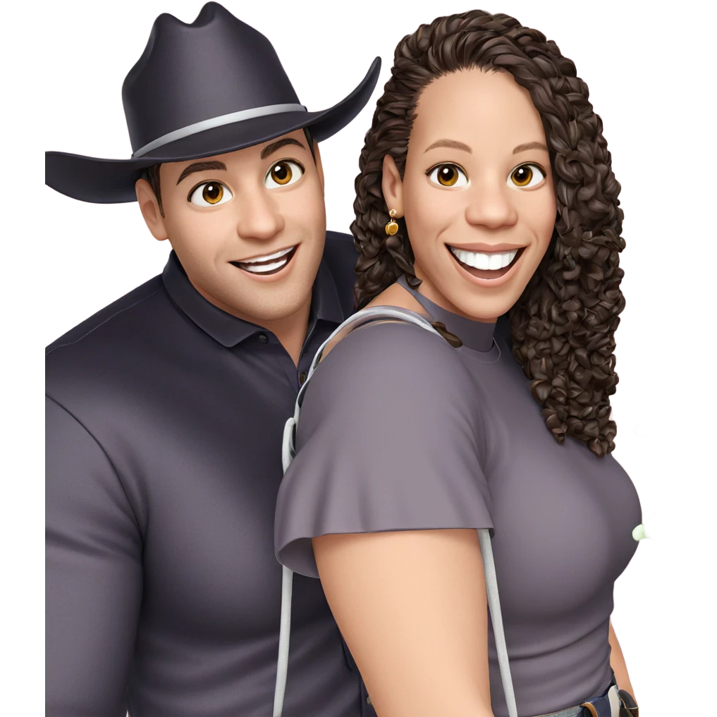 smiling girl with boy and accessories emoji