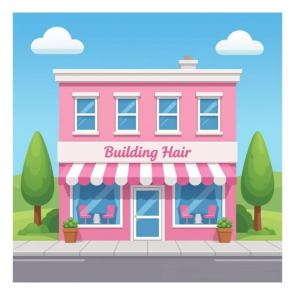 Hair Salon name Pink Building emoji