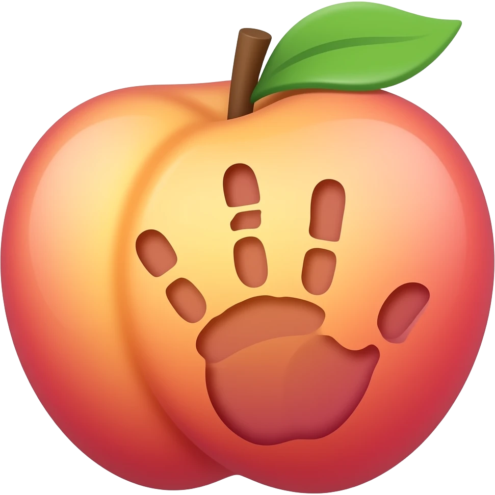 botty peach with hand print emoji