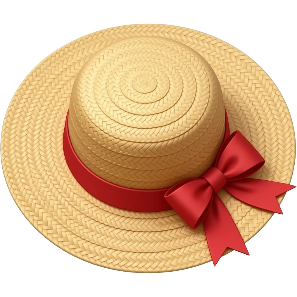 a straw hat with a red ribbon sans le nœuds emoji