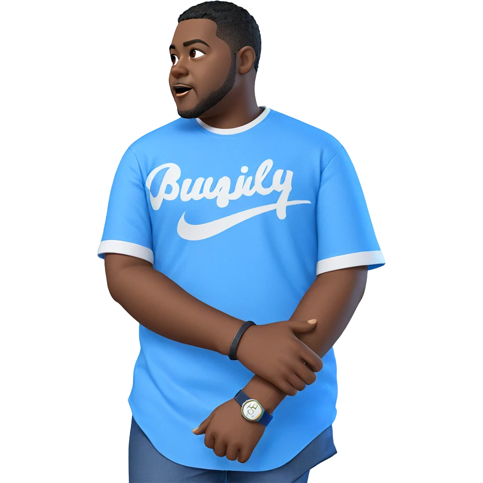 dark-skinned male in blue shirt emoji