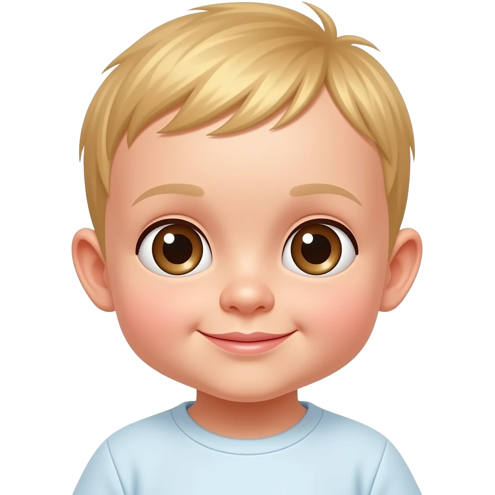 blond baby, brown eyes, white, emoji