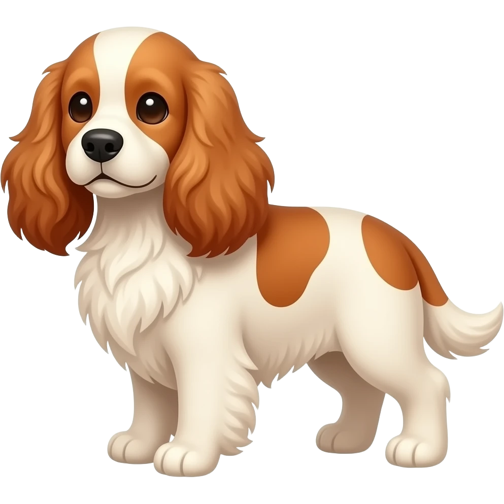 White beige red long curly ear cocker spaniel emoji
