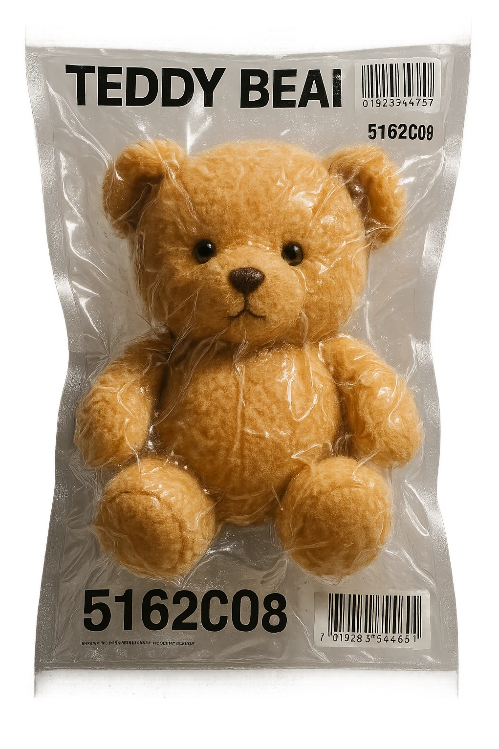 vacuum-sealed teddy bear, soft toy look, tightly wrapped emoji