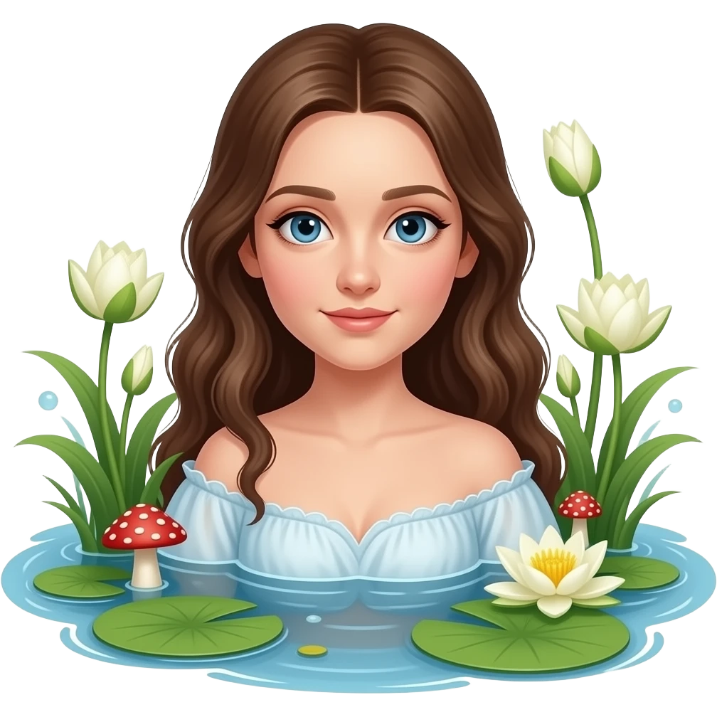 Ophelia lies in the water wrapped in toadstool and water lily - a scene from the original painting by John Everett Miles emoji