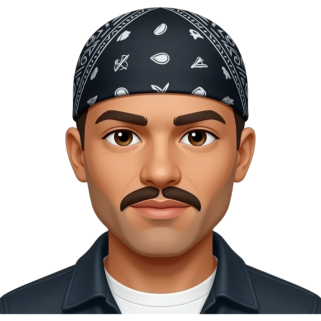 with bandana and huge forhean cut the mustache ksi emoji