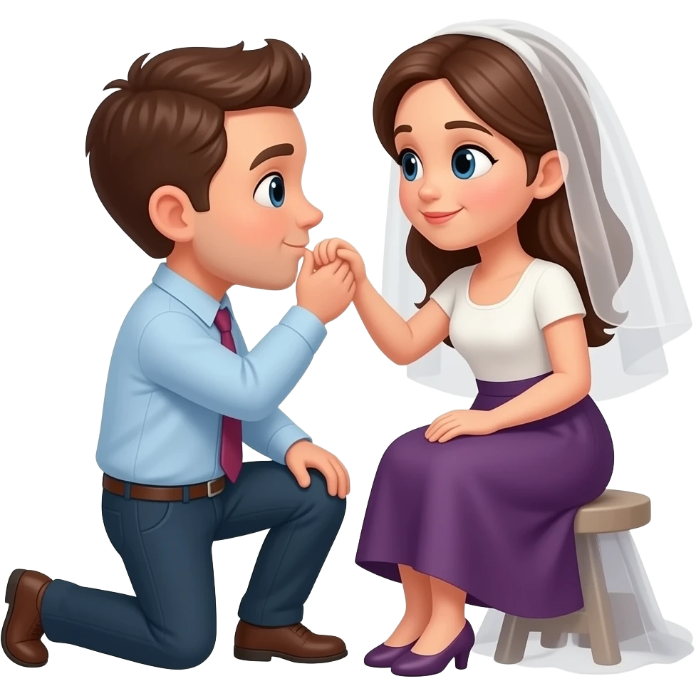 Eşine evlenme teklifi edip elini öpen koca emoji