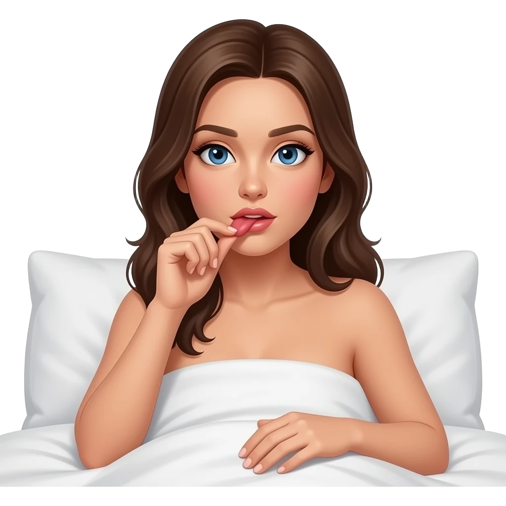realistic naked female boojob in bed emoji