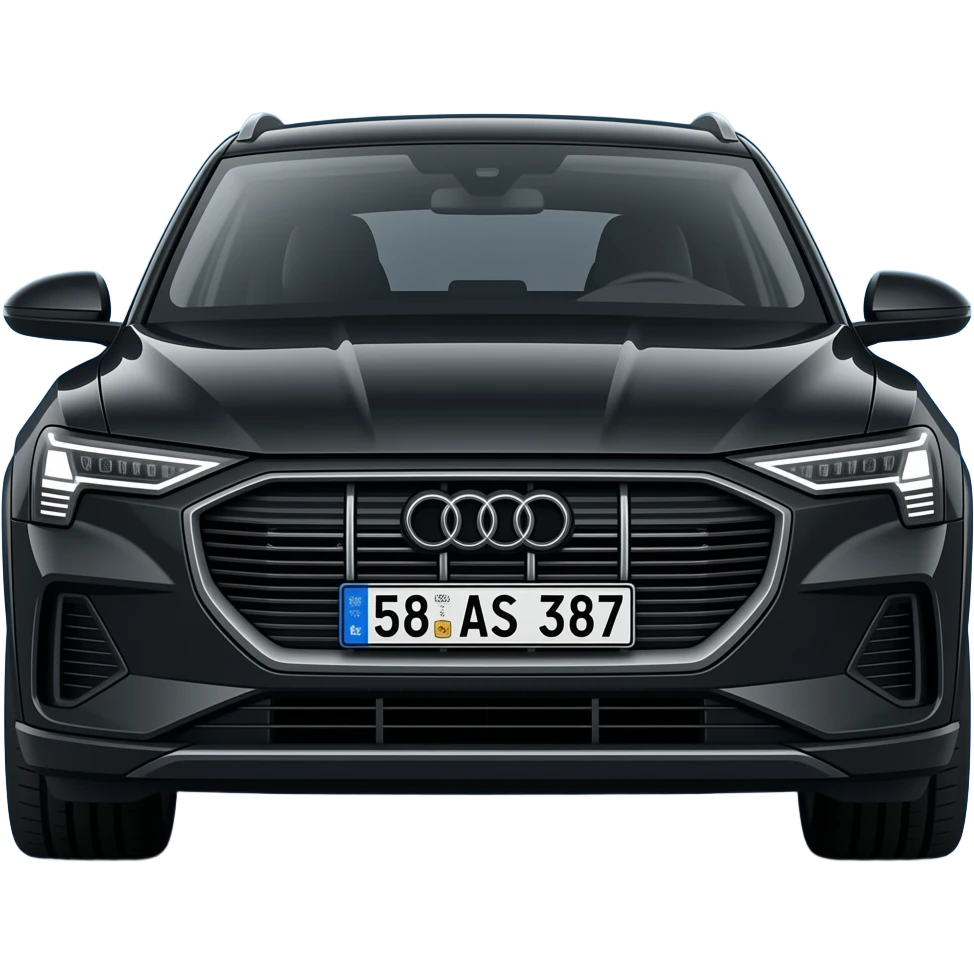 Audi q8 e tron sportback siyah plakadada 58 AS 387 yazsın plaka Türkiye plakasından olsun mavi yerde TR emoji
