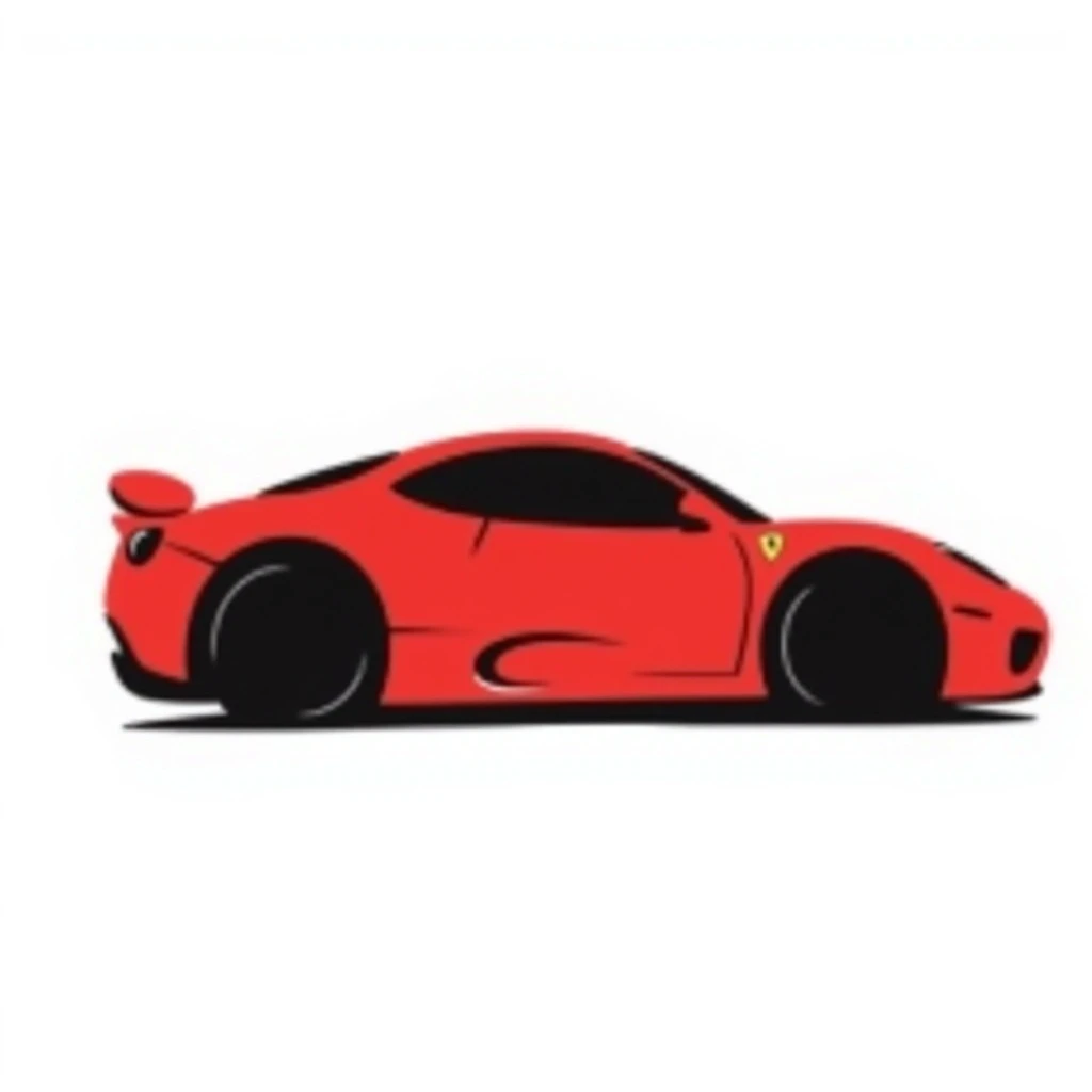 red Ferrari sports car, side view, hand-drawn doodle style emoji