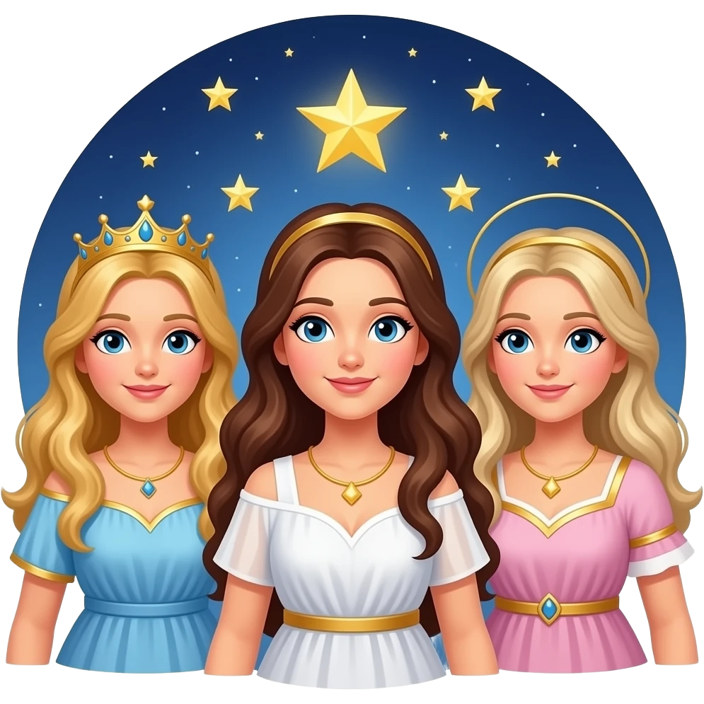 Triple goddess and stars emoji