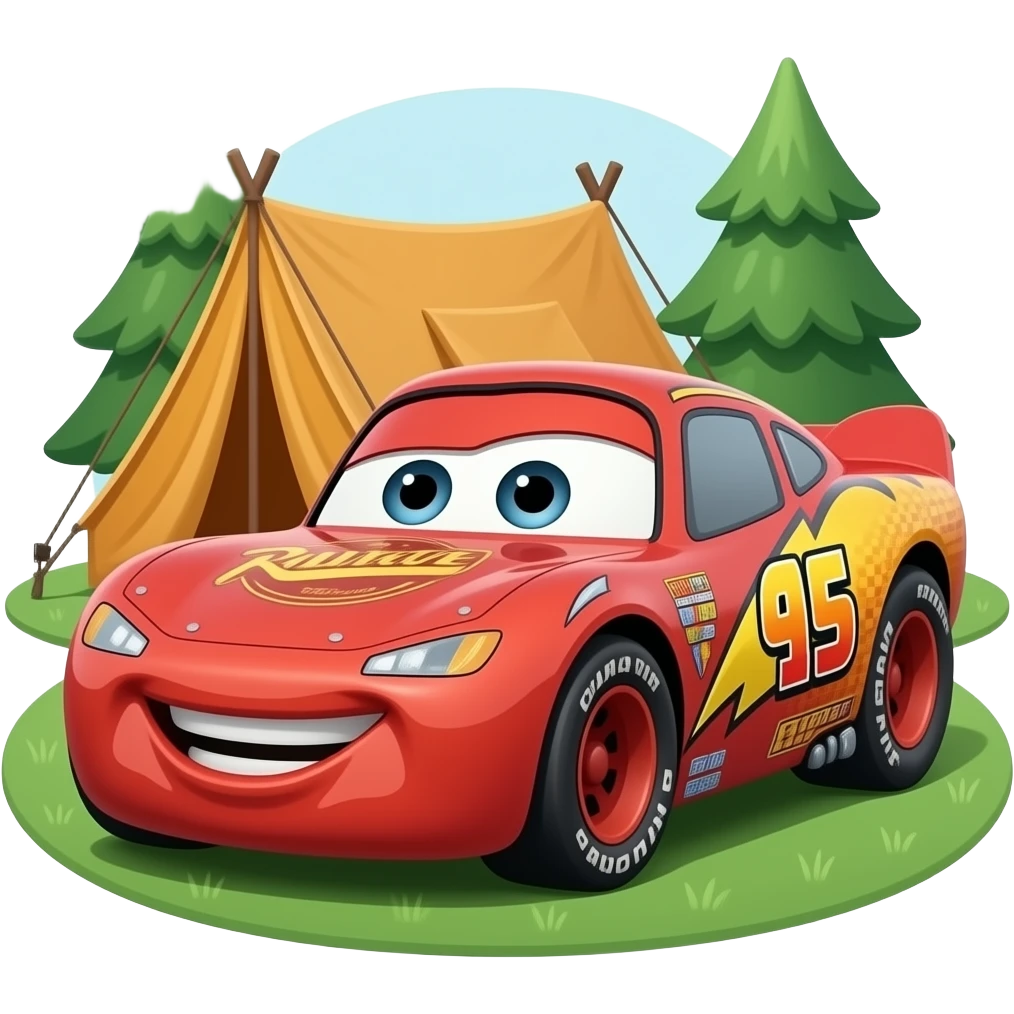 lightning McQueen camping happy right now emoji