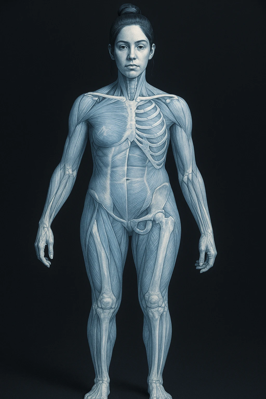 Donna vista anatomicamente con fianchi asimmetrici emoji