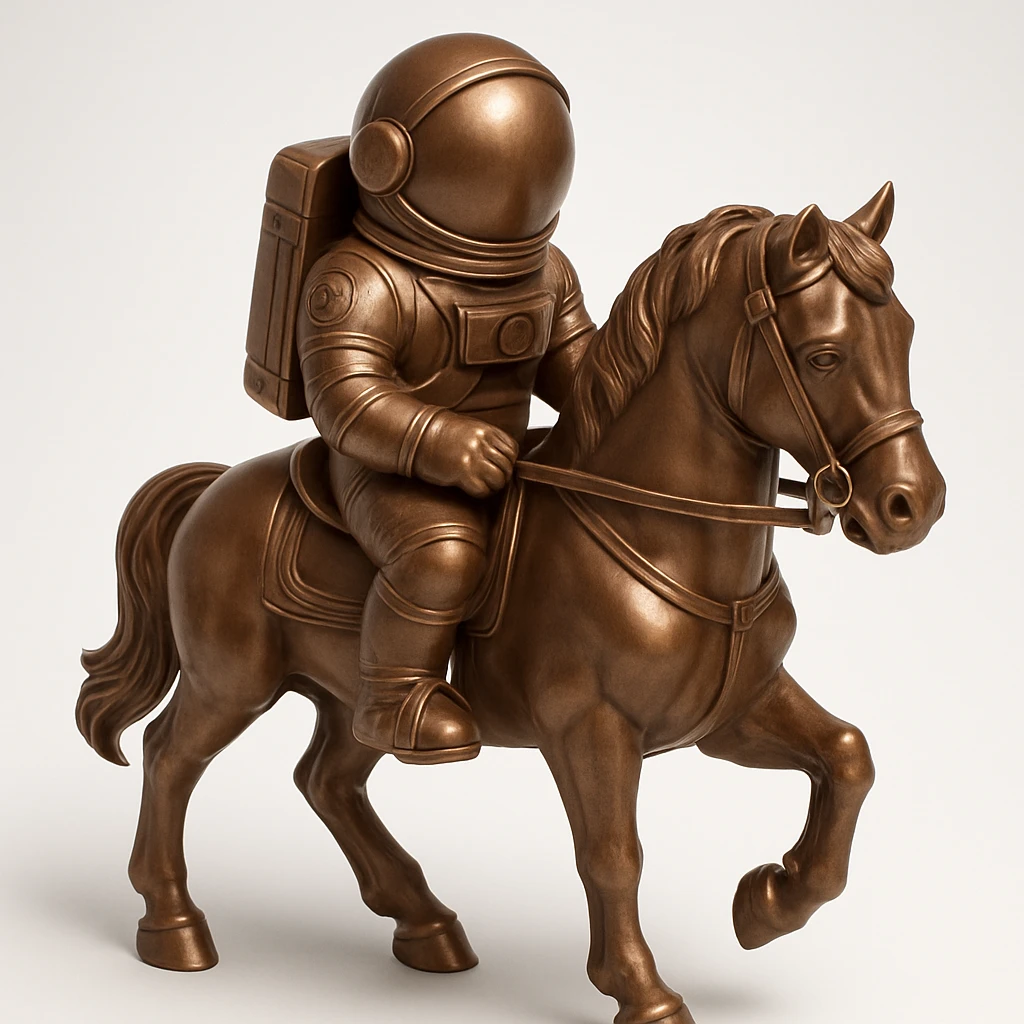 astronaut on horseback with stars in background emoji