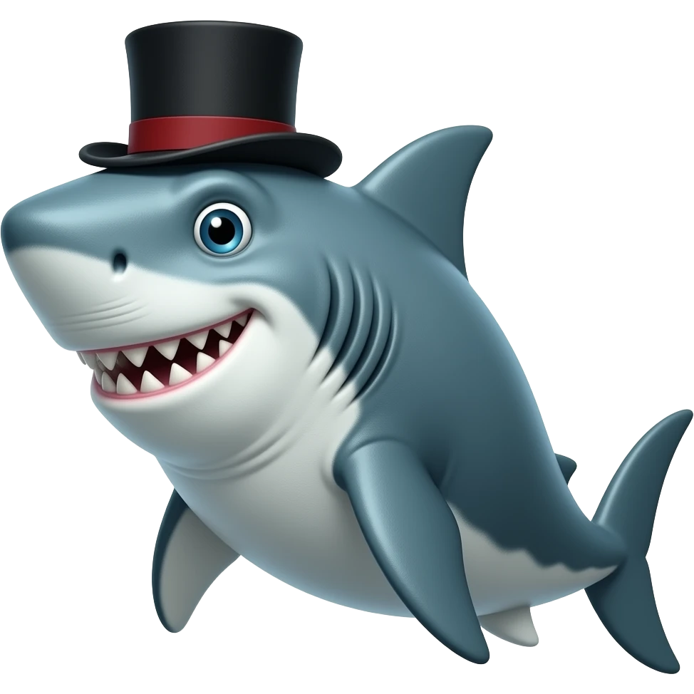 Shark with a top hat emoji