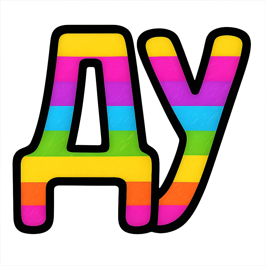 The Cyrillic letters Д and У in rainbow colors emoji
