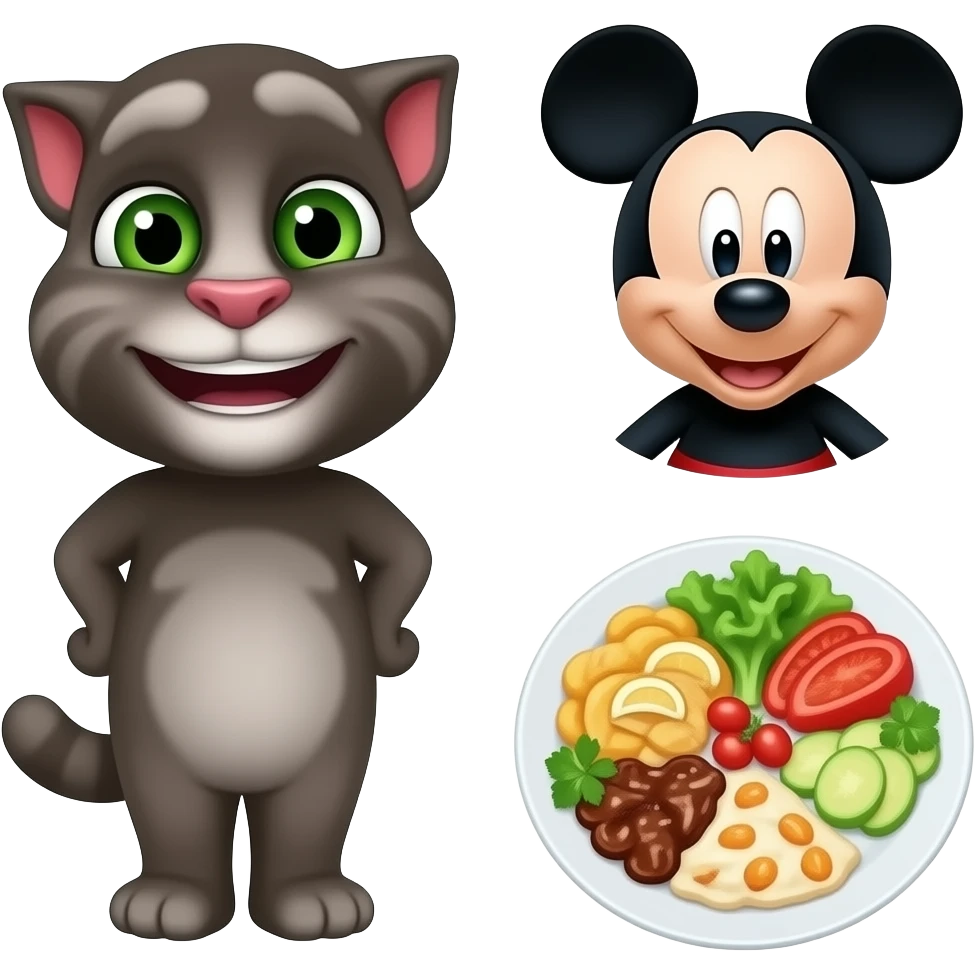 Duolingo and Talking Tom and Mickey mouse today is mix food emoji