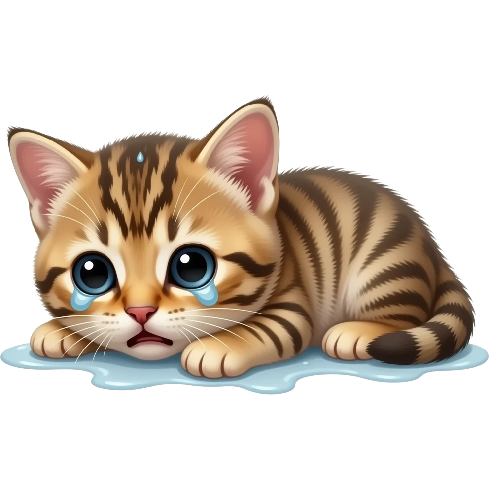 Newborn scared laying down drenched scrunkly kitten emoji