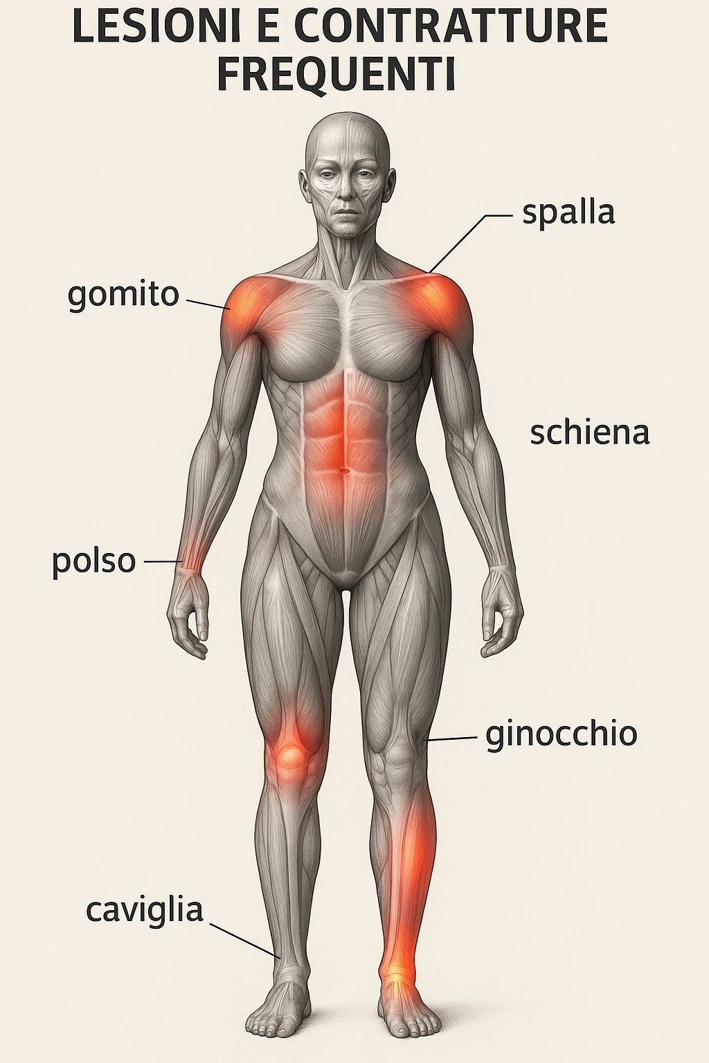 donna con infortuni e contratture frequenti in 3D immagine medica in italiano  emoji